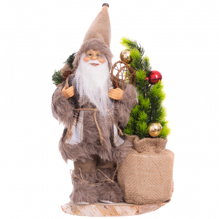 ARTICOLE CRACIUN - Mos Craciun 30 cm bradut cu led