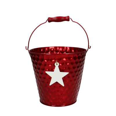 ARTICOLE CRACIUN - Vas zinc stelute rosu D16