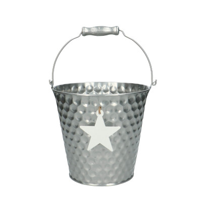 ARTICOLE CRACIUN - Vas zinc stelute argintiu D16