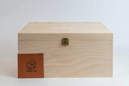 cutie pentru cadouri Six Pack din lemn natur cu piele [0]