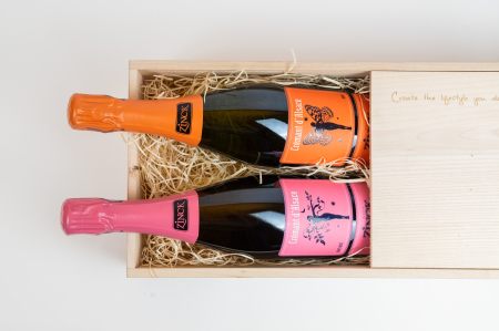 Pachet vin cadou: 2 sticle cremant: Cremant d'Alsace 750 ml  + Cremant d'Alsace rose 750 ml  + cutie lemn | Promoție vinuri cadou [6]