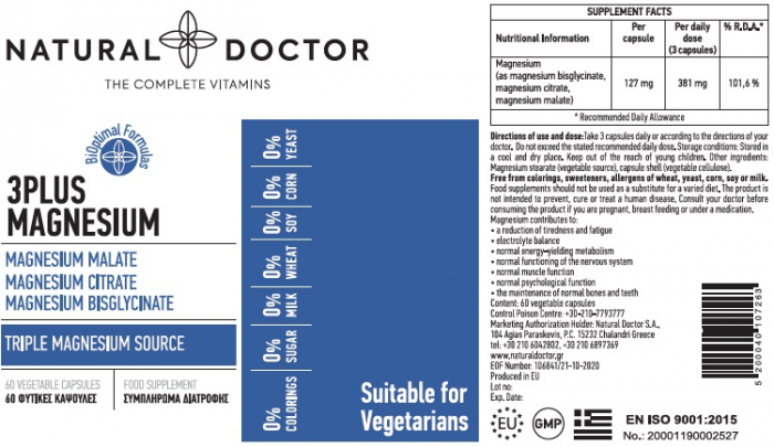 3PLUS MAGNESIUM recuperare musculara si functie psihologica normala Natural Doctor [2]