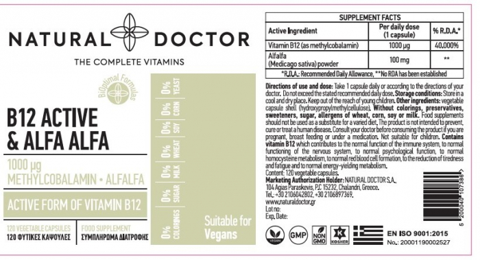 B-12 COMPLEX ACTIVE & ALFA ALFA functionarea normala a sistemului nervos Natural Doctor [2]