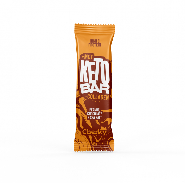 Baton KETO COLAGEN cu arahide, ciocolata si sare de mare(28% proteine) Cherky [2]