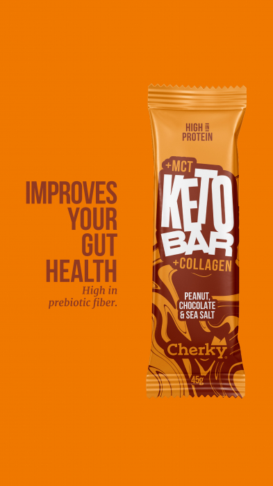 Baton KETO COLAGEN cu arahide, ciocolata si sare de mare(28% proteine) Cherky [8]