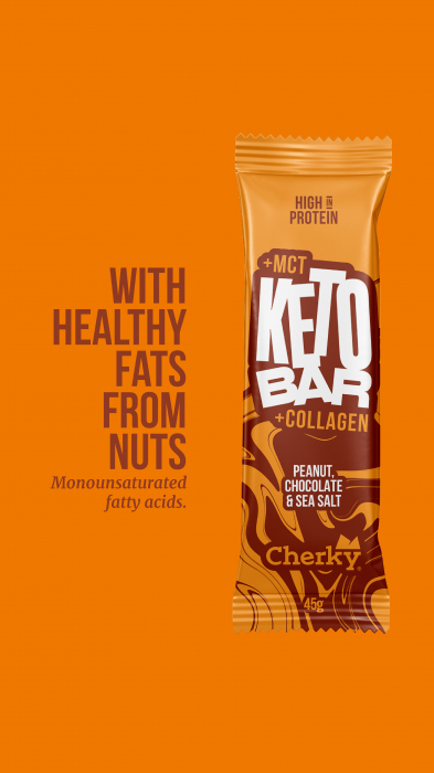 Baton KETO COLAGEN cu arahide, ciocolata si sare de mare(28% proteine) Cherky [6]