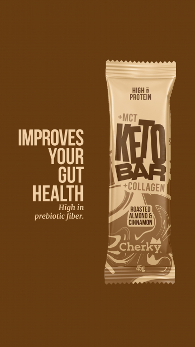 Baton KETO COLAGEN cu migdale prajite si scortisoara(28% proteine) Cherky [8]
