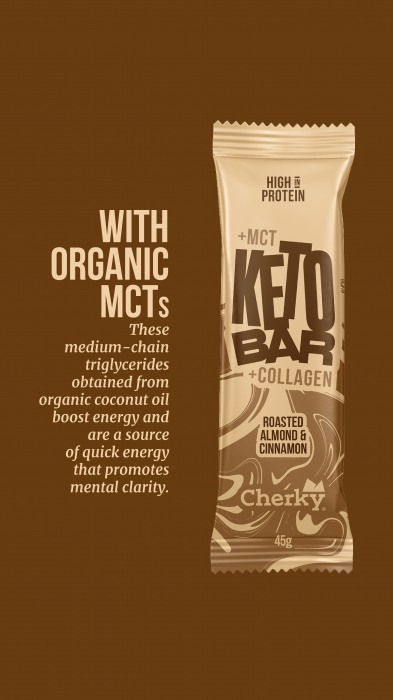 Baton KETO COLAGEN cu migdale prajite si scortisoara(28% proteine) Cherky [7]