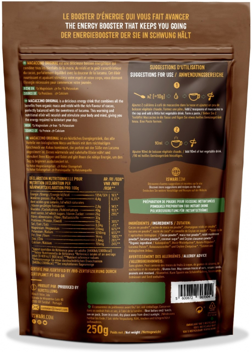 Bautura instant energizanta BIO vegana Macaccino Original Reishi Iswari [2]