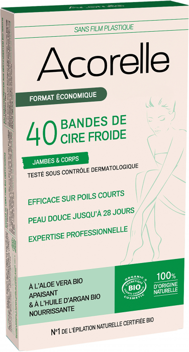 Benzi epilatoare BIO pentru corp, cu ceara rece si aloe vera(format mare) Acorelle [1]