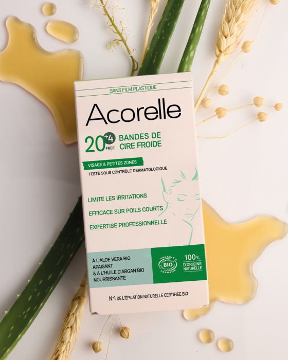 Benzi epilatoare BIO pentru fata si zonele mici, cu ceara rece si aloe vera Acorelle [3]