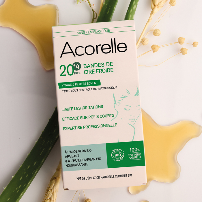 Benzi epilatoare BIO pentru fata si zonele mici, cu ceara rece si aloe vera Acorelle [2]