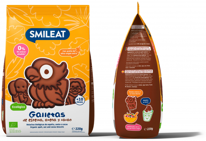 Biscuiti BIO in forma de animalute, din grau spelt si cacao, +10 luni Smileat [2]