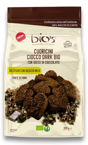 Biscuiti BIO inimioare fara zahar, cu ciocolata neagra Bio's [1]