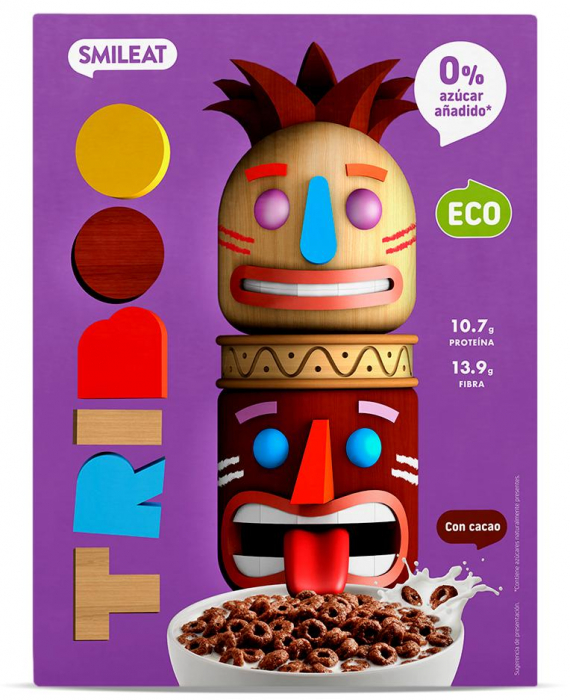 Cereale BIO expandate fara zahar cu gust de ciocolata, ineluse Triboo Smileat