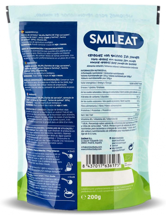Cereale fara gluten BIO cu quinoa, +4 luni Smileat [2]