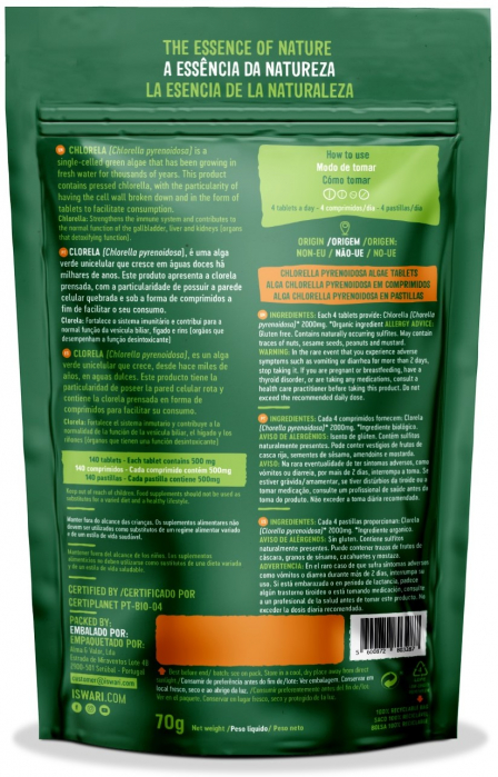 Chlorella BIO sub forma de tablete, 140buc Iswari [2]