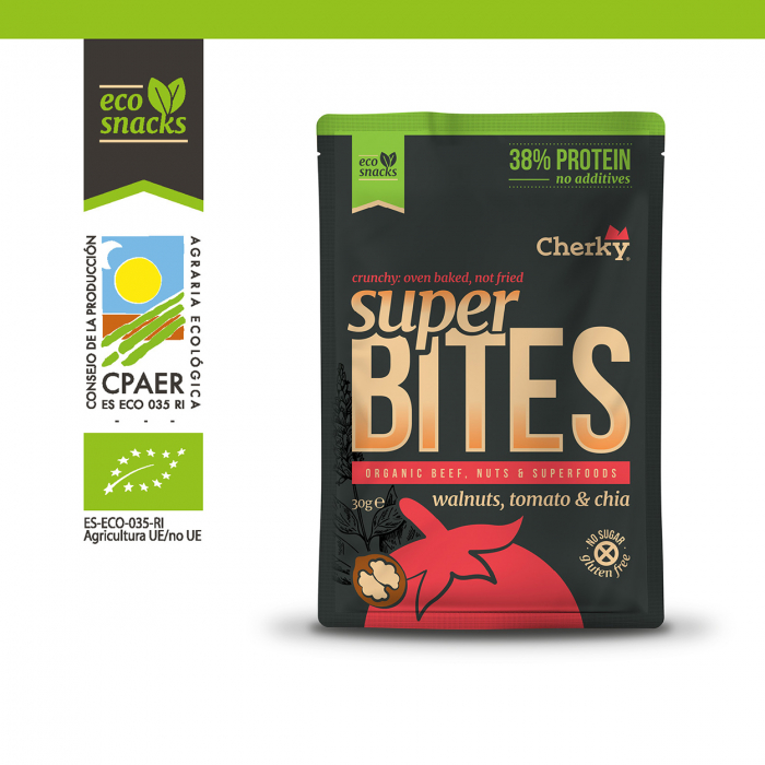 Crackers BIO din carne de vita, nuci, chia si rosii(38% proteine) Cherky [4]