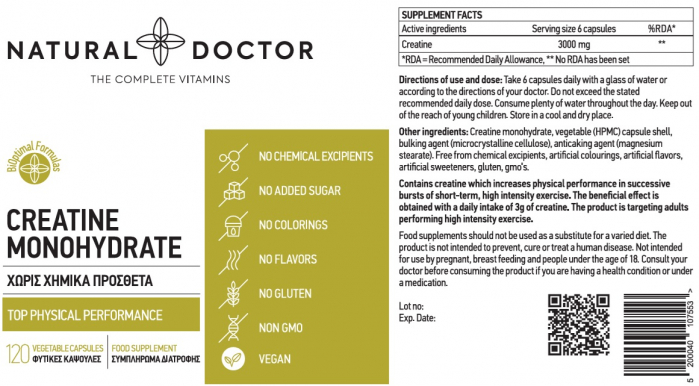 CREATINE MONOHYDRATE sustine performanta si energie musculara Natural Doctor [2]