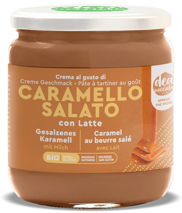 Crema BIO caramel sarat, cu alune de padure si lapte Deanocciola [1]
