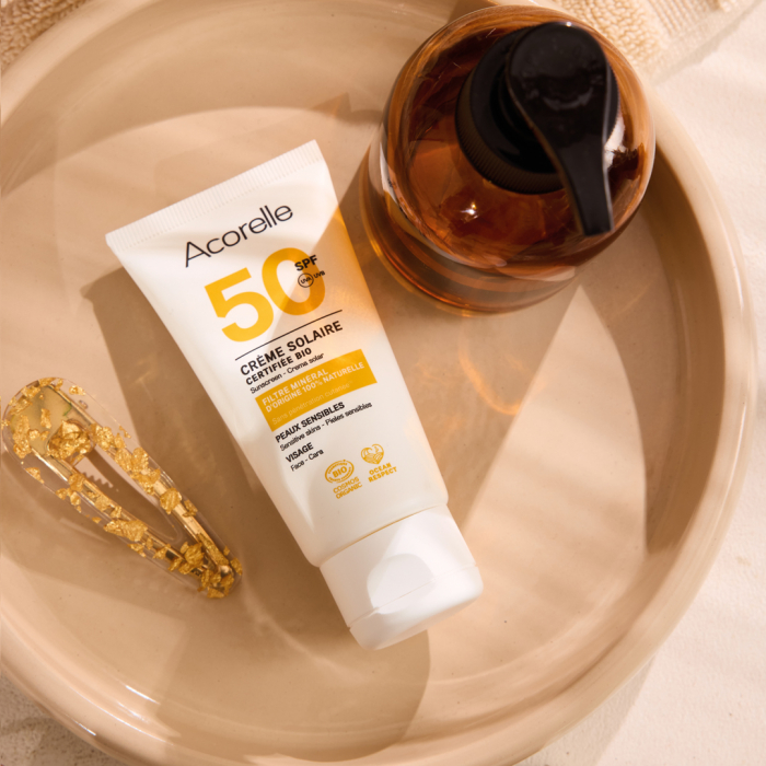 Crema BIO protectie solara pentru fata SPF50, cu ulei de karanja si propolis Acorelle [3]