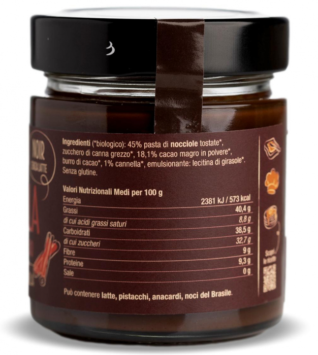 Crema BIO vegana de ciocolata neagra cu scortisoara si 45% alune padure Damiano [3]