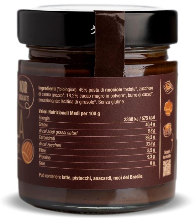Crema BIO vegana de ciocolata neagra si 45% alune padure Damiano [3]