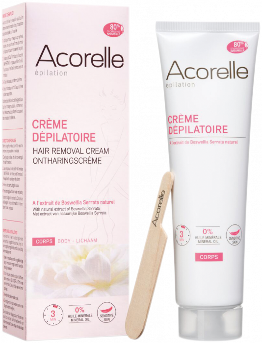 Crema depilatoare naturala piele sensibila, fara durere, pentru corp + 1 spatula Acorelle [1]