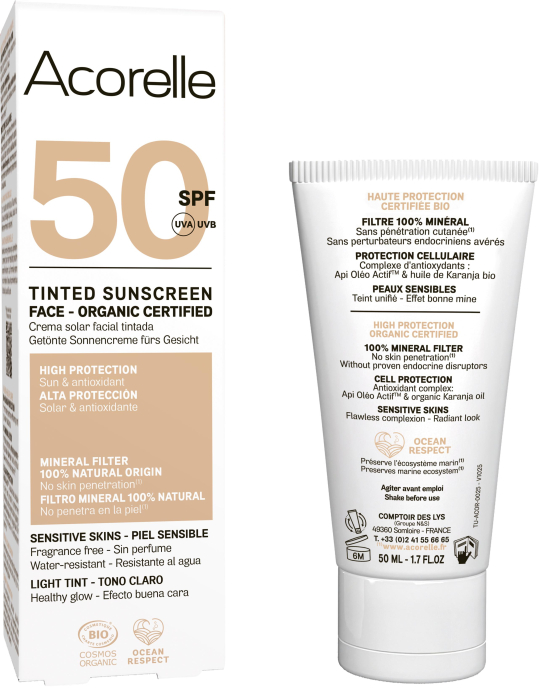 Crema nuantatoare fata BIO light, SPF50, filtru mineral 100% natural Acorelle [2]