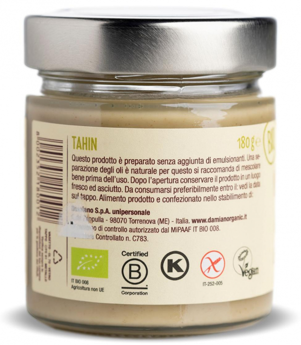 Crema tahini BIO din seminte de susan 95% Damiano [2]