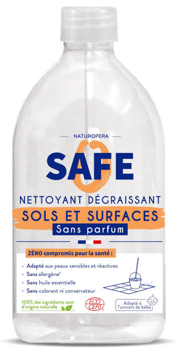 Detergent BIO pardoseli si suprafete universale, fara parfum, fara alergeni Safe [2]