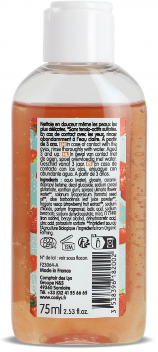 Gel de dus BIO calmant, cu capsuni si rosii(format calatorie) Coslys [2]