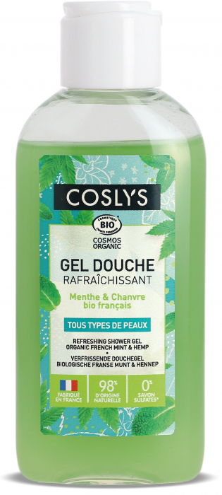 Gel de dus BIO revigorant, cu menta si canepa(format calatorie) Coslys [1]