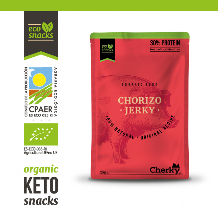 Gustare BIO din carne de porc si Chorizo(30% proteine) Cherky [2]