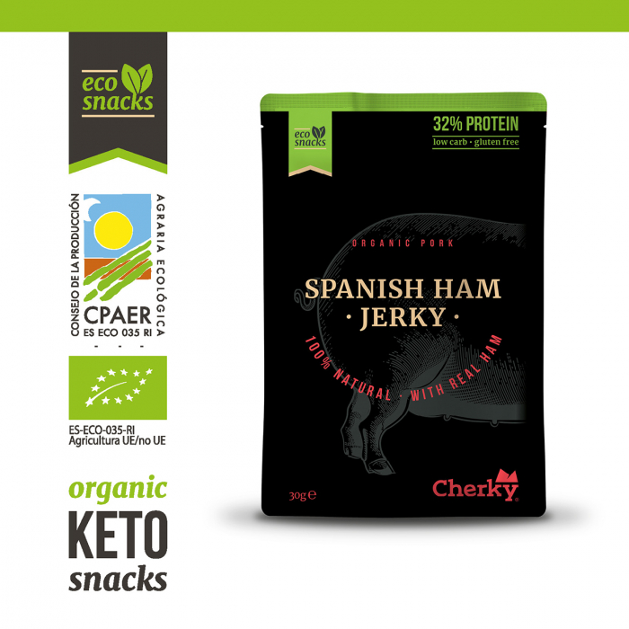 Gustare BIO din carne de porc si sunca Serrano(32% proteine) Cherky [2]