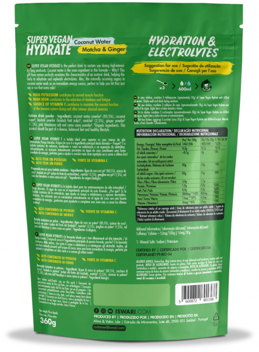 Hidrat Super Vegan BIO(in efort) apa de cocos, matcha si ghimbir Iswari [3]