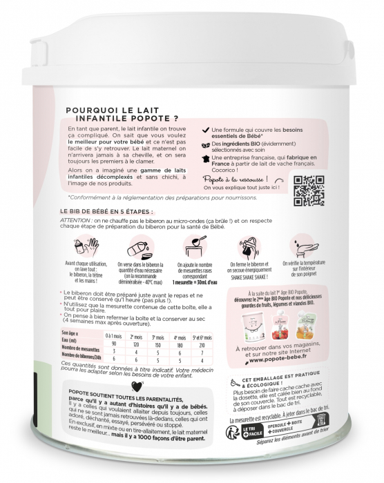Lapte praf BIO pentru sugari(Etapa 1), 0-6 luni(gramaj mare) Popote [3]