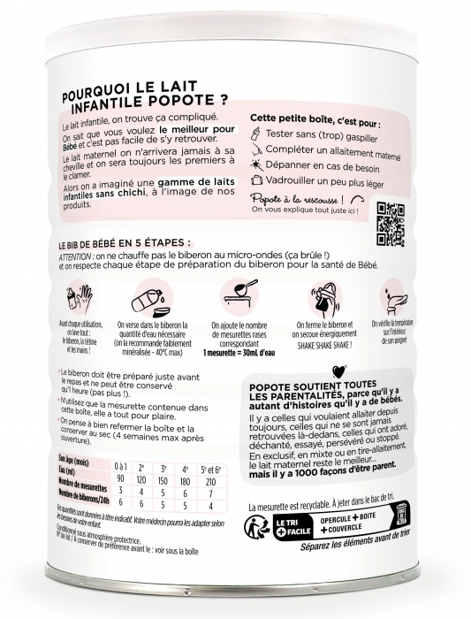 Lapte praf BIO pentru sugari(Etapa 1), 0-6 luni Popote [3]
