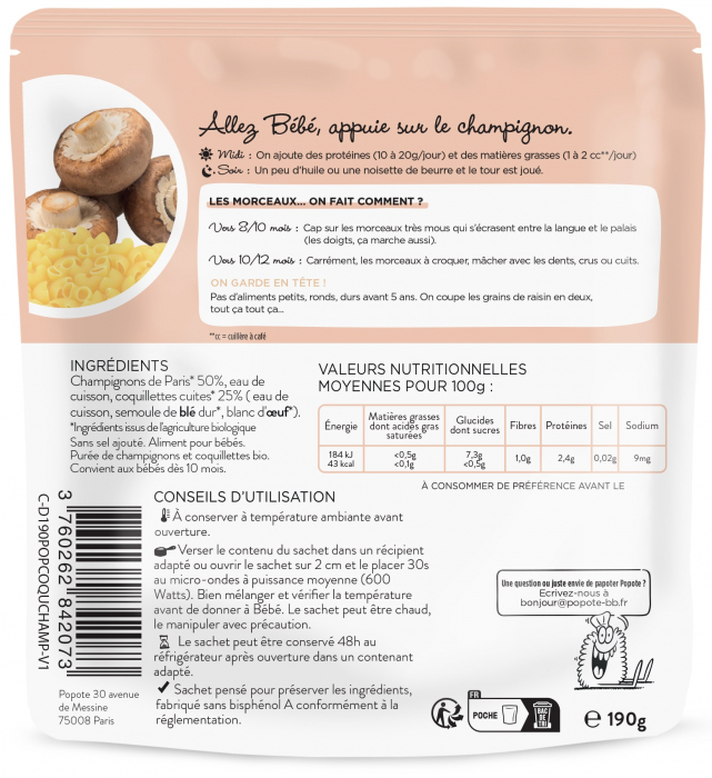 Mancare BIO(bucatele mici) cu 50% ciuperci si paste, +10 luni Popote [2]
