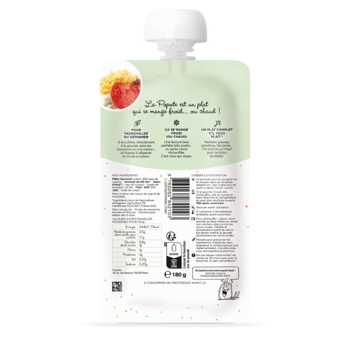 Mancare BIO din paste, feta si rosii, +6 luni Popote [2]