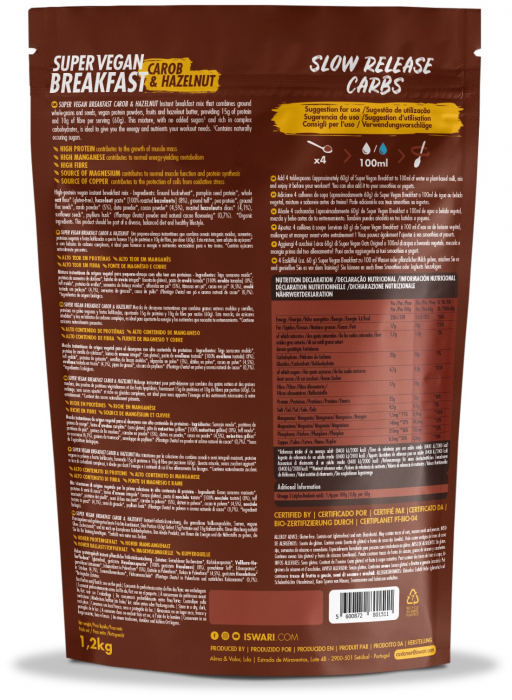 Mic dejun Super Vegan BIO cu alune de padure si carob Iswari [3]