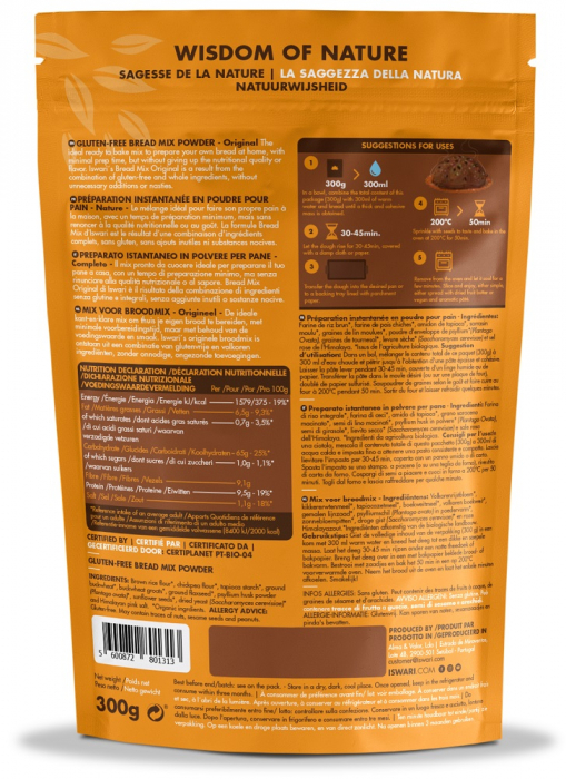 Mix instant pentru paine BIO Original (fara gluten) Iswari [2]