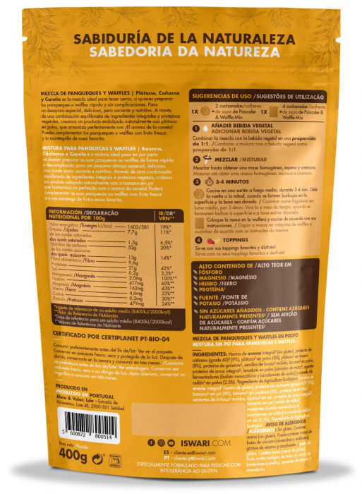 Mix pentru clatite si vafe BIO cu banane si proteina de canepa Iswari [2]