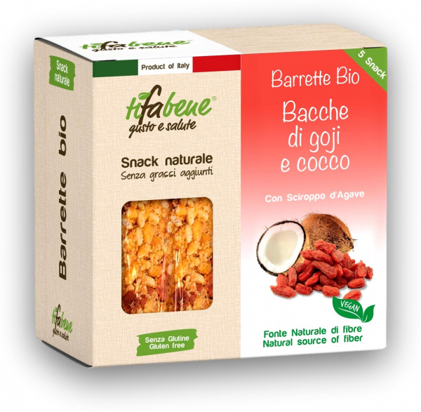 Pachet 5 batoane din cereale BIO cu fructe goji, cocos si sirop agave Tifabene