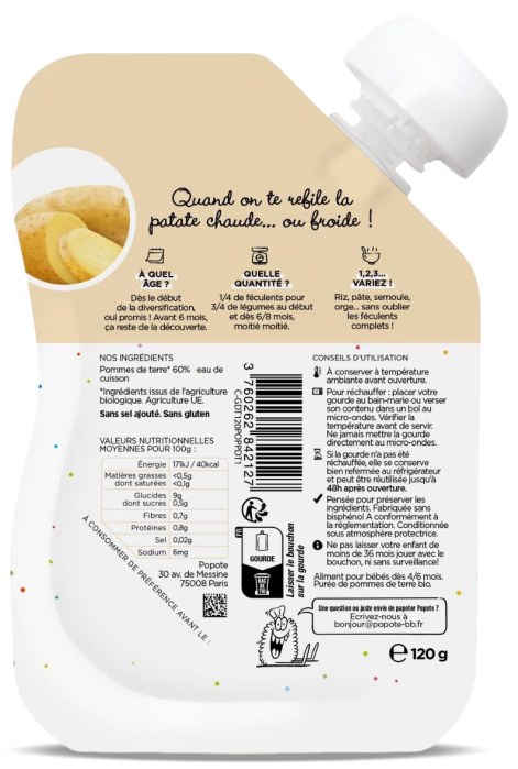 Piure BIO cu 60% cartofi, +4/6 luni Popote [2]