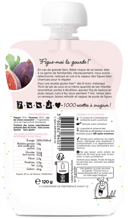 Piure BIO cu 70% smochine, +4/6 luni Popote [2]