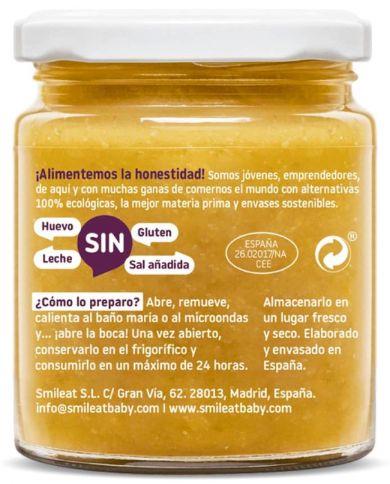 Piure BIO cu fasole alba si vitel, +6 luni Smileat [2]