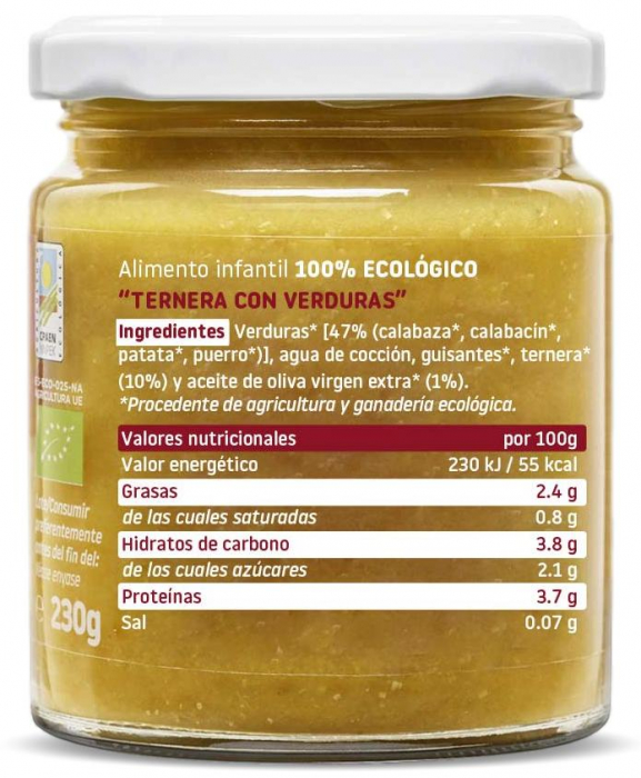 Piure BIO cu legume si vitel, +6 luni Smileat [3]