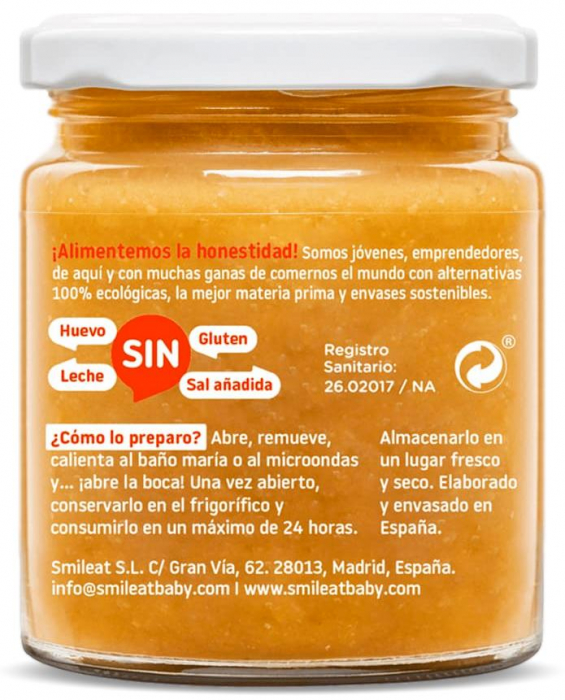 Piure BIO de legume cu dovleac si dovlecel, +6 luni Smileat [2]