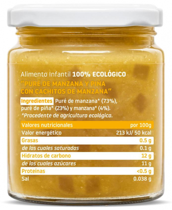 Piure BIO din mere, ananas si bucatele de mere, +10 luni Smileat [3]